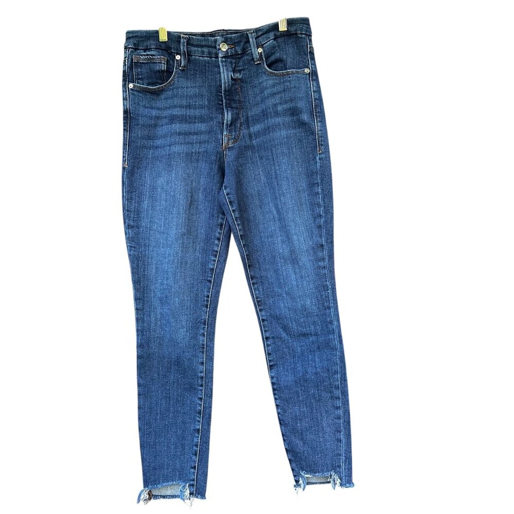 Good American Good Waist Step-Hem Jeans GWSH633OP INDIGO306 Size 10/30